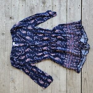 Alya Francesca's Floral Boho Romper Navy Blue, Red & White Size Small